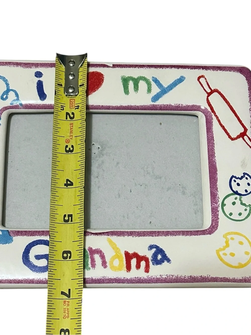Vintage Ceramic “I Love My Grandma” Crayon Primary Color Photo Frame 1990s